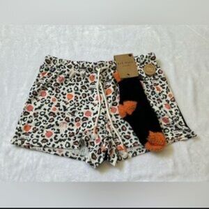 Rae Dunn 2 pairs Black, and leopard Ghost print shorts